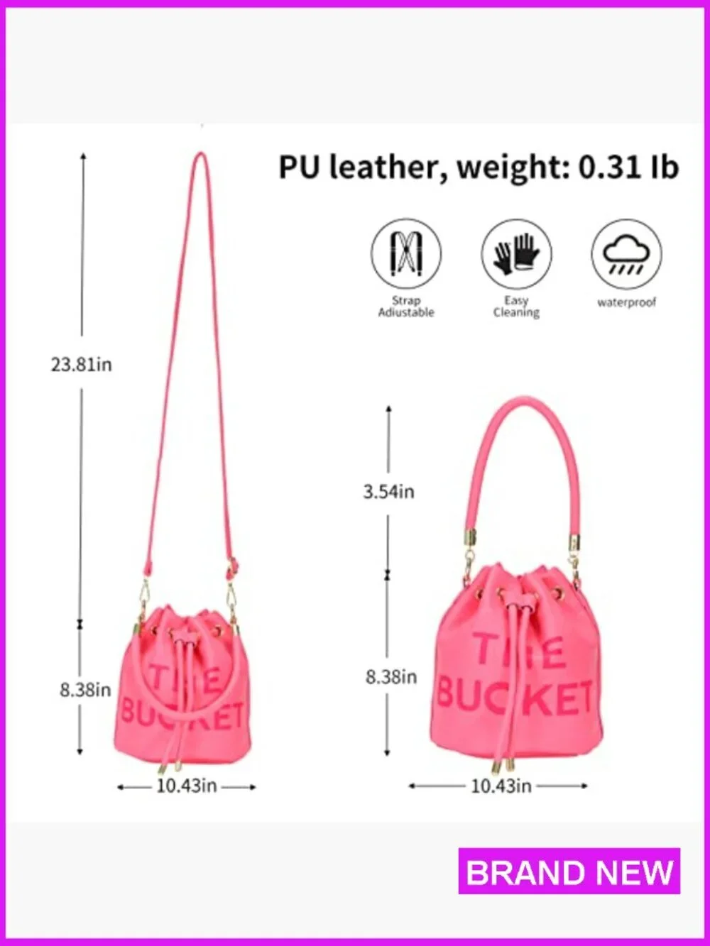 Mini Leather Bucket Bag Drawstring Crossbody Hobo Purse Adjustable Strap